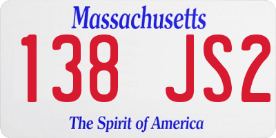 MA license plate 138JS2