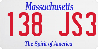 MA license plate 138JS3