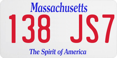 MA license plate 138JS7