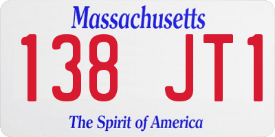 MA license plate 138JT1