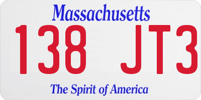 MA license plate 138JT3