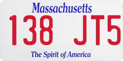MA license plate 138JT5