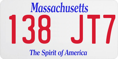 MA license plate 138JT7