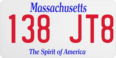 MA license plate 138JT8