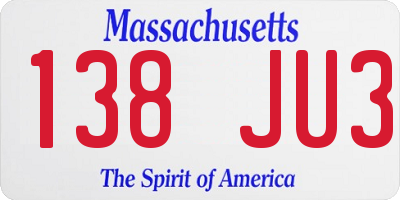 MA license plate 138JU3