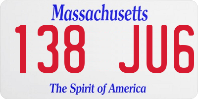 MA license plate 138JU6
