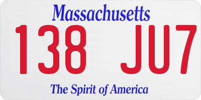 MA license plate 138JU7