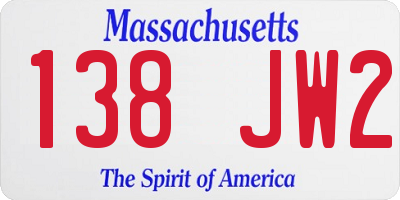 MA license plate 138JW2