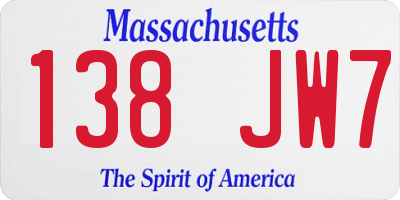 MA license plate 138JW7