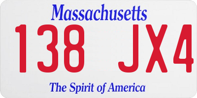 MA license plate 138JX4