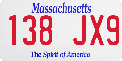 MA license plate 138JX9