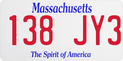 MA license plate 138JY3