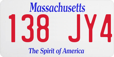 MA license plate 138JY4