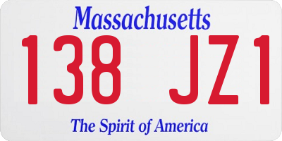 MA license plate 138JZ1