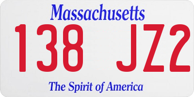 MA license plate 138JZ2