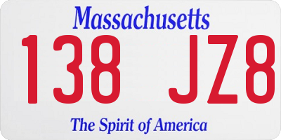 MA license plate 138JZ8