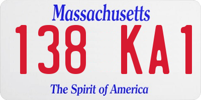 MA license plate 138KA1