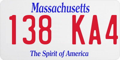 MA license plate 138KA4