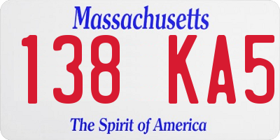 MA license plate 138KA5