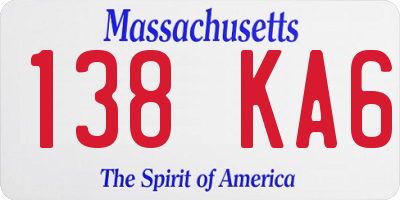 MA license plate 138KA6