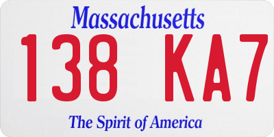 MA license plate 138KA7