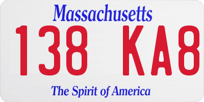 MA license plate 138KA8