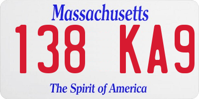 MA license plate 138KA9