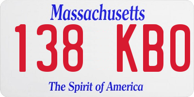 MA license plate 138KB0