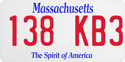 MA license plate 138KB3