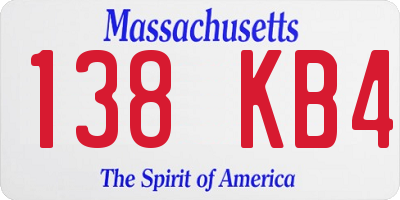 MA license plate 138KB4