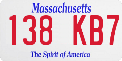 MA license plate 138KB7