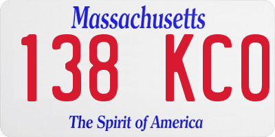 MA license plate 138KC0