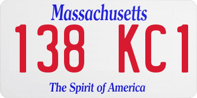 MA license plate 138KC1