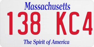 MA license plate 138KC4