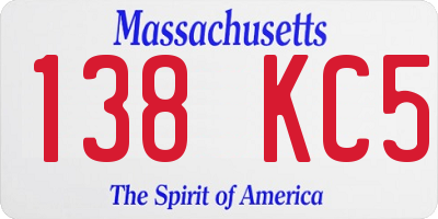 MA license plate 138KC5