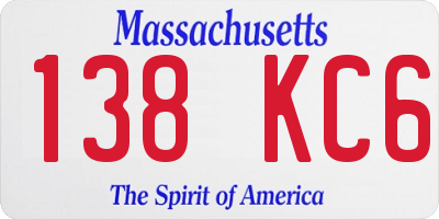 MA license plate 138KC6