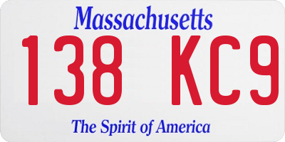 MA license plate 138KC9