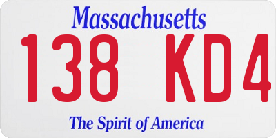 MA license plate 138KD4