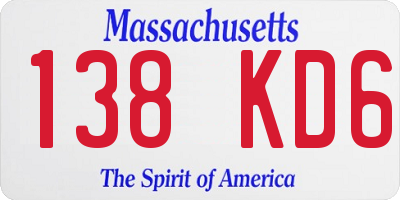 MA license plate 138KD6