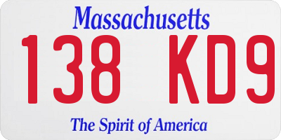 MA license plate 138KD9