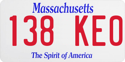 MA license plate 138KE0