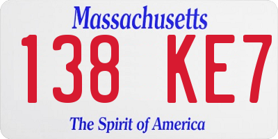MA license plate 138KE7