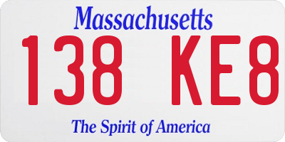 MA license plate 138KE8