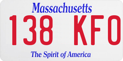 MA license plate 138KF0