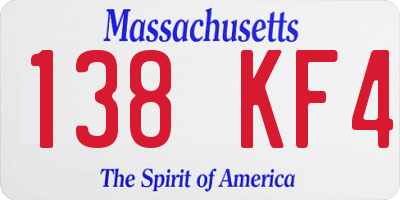 MA license plate 138KF4