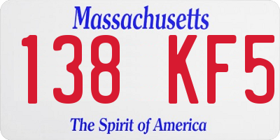 MA license plate 138KF5