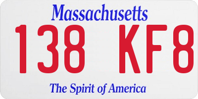 MA license plate 138KF8