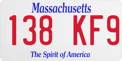 MA license plate 138KF9