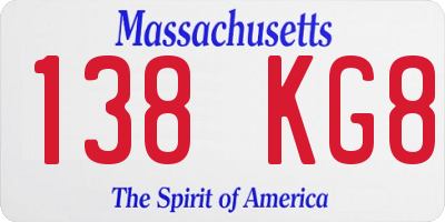 MA license plate 138KG8