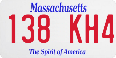 MA license plate 138KH4
